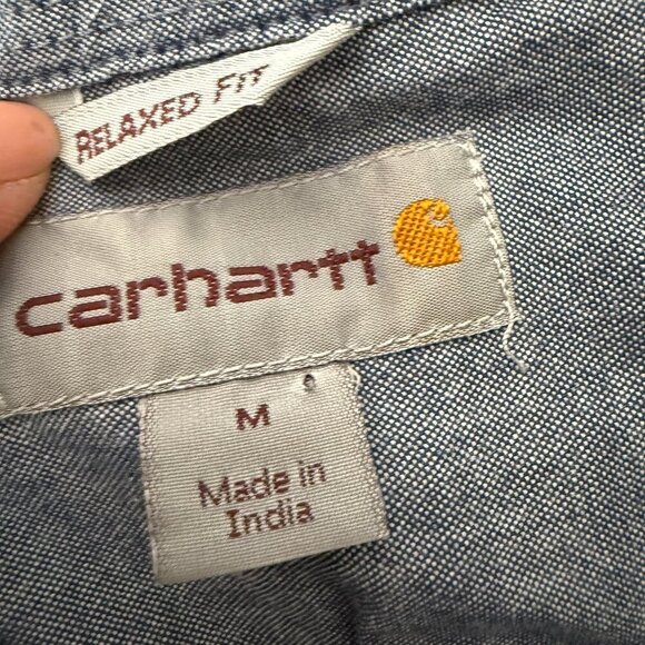 Carhartt Relaxed Fit Short Sleeve Button Down  Size Medium Chambray Blue - Picture 6 of 11